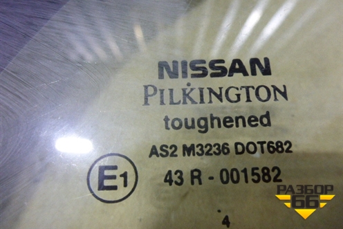 Стекло двери задней левой (седан маркировка ЛИТЕКС) для Nissan Almera N16 с 2000-2006г