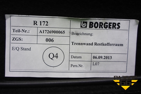 Полка багажника (A1726900065) для Mercedes Benz SLK R172 с 2010-2016г