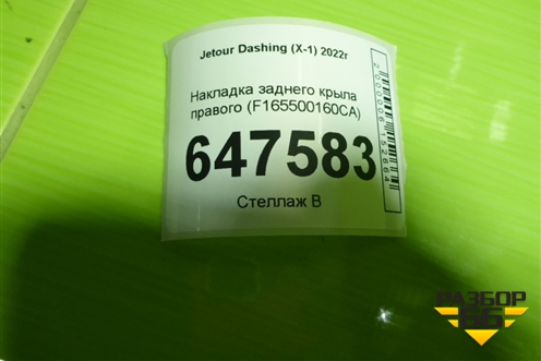 Накладка заднего крыла правого (F165500160CA) для Jetour Dashing (X-1) 2022г
