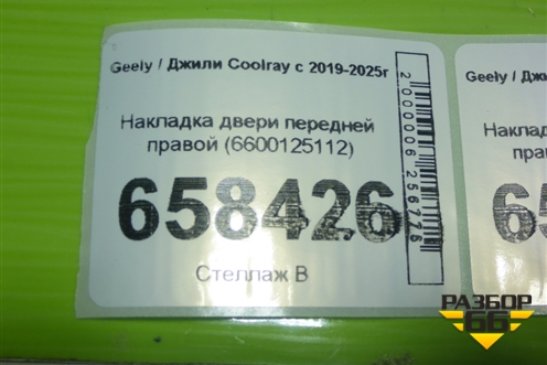 Накладка двери передней правой (6600125112) для Geely Coolray с 2019-2025г (Кулрей)