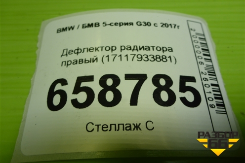 Дефлектор радиатора правый (17117933881) для BMW 5-серия G30 с 2017г