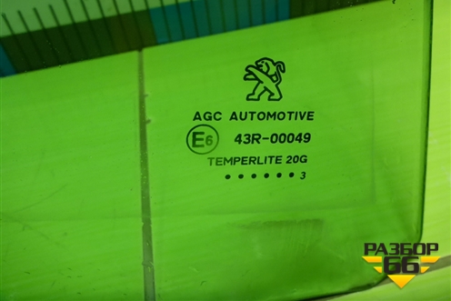 Стекло двери задней правой для Peugeot 408 с 2012г