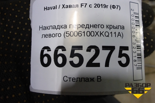 Накладка переднего крыла левого (5006100XKQ11A) для Haval F7 с 2019г (Ф7)