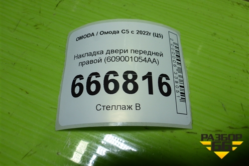 Накладка двери передней правой (609001054AA) для OMODA C5 с 2022г (Ц5)