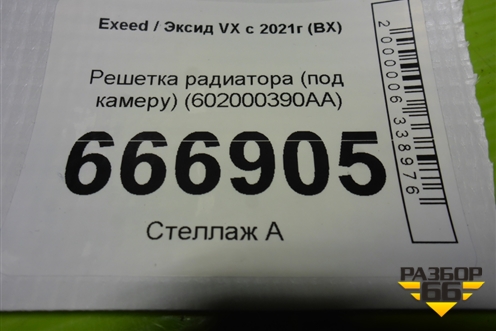 Решетка радиатора (под камеру) (602000390AA) для Exeed VX с 2021г (ВХ)