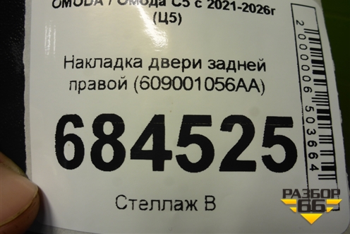 Накладка двери задней правой (609001056AA) для OMODA C5 с 2021-2026г (Ц5)
